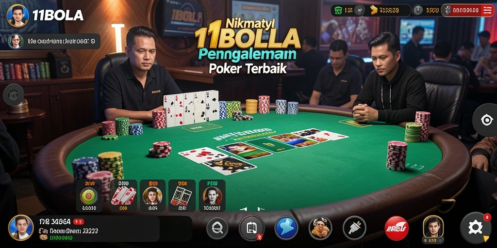 Tampilan gameplay poker yang seru dan interaktif di 11BOLA.
