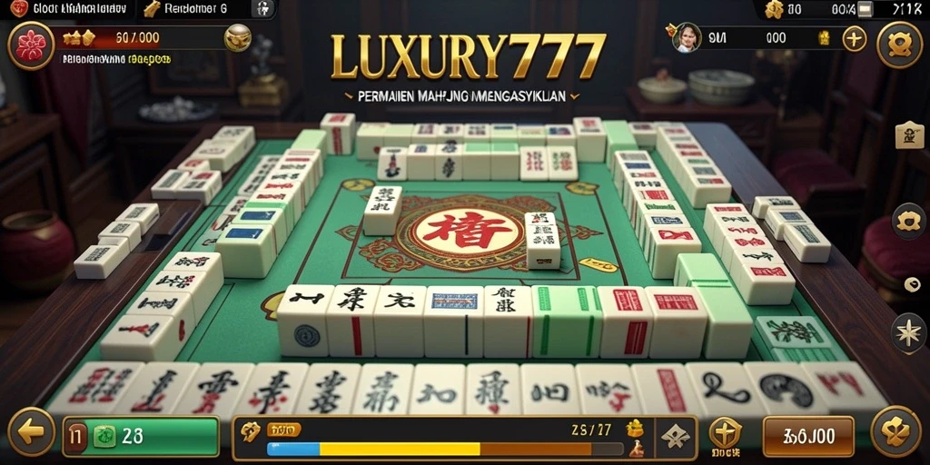 Screenshot utama LUXURY777 menampilkan gameplay Mahjong yang menarik.