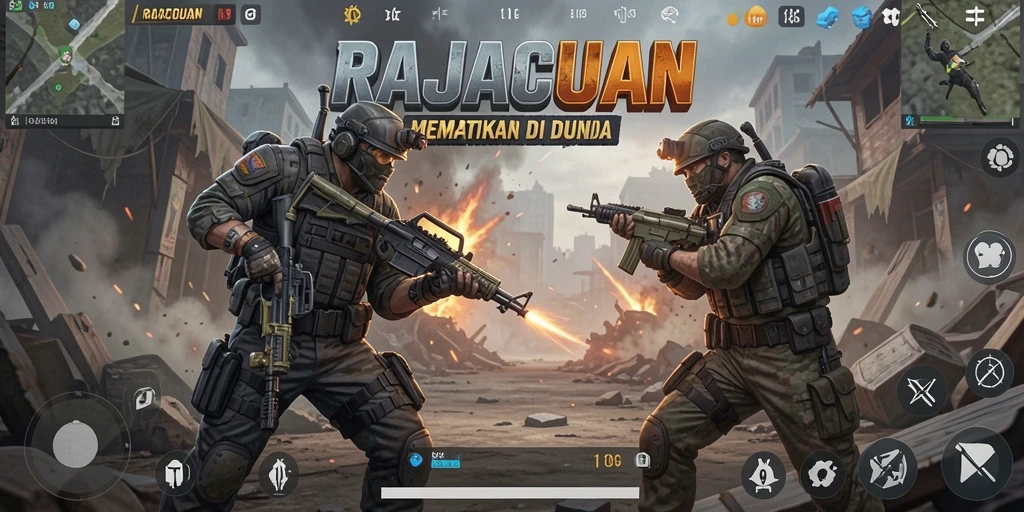 Gameplay RAJACUAN yang seru di tengah pertempuran Battle Royale.