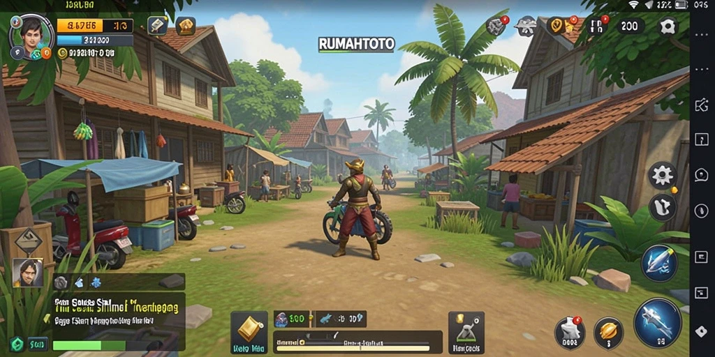 Screenshot gameplay RUMAHTOTO yang menunjukkan desain rumah yang kreatif.