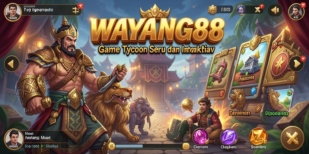 Tangkapan layar utama gameplay WAYANG88 dengan suasana Tycoon yang kental.